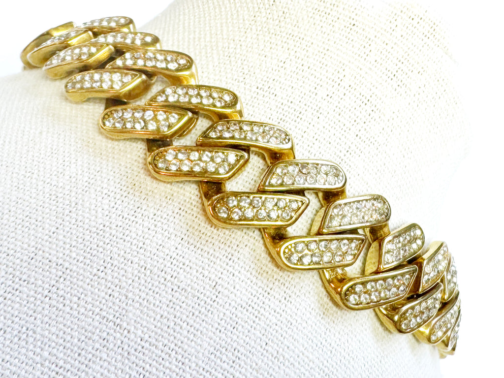 Stainless steel large blinked golden bracelet